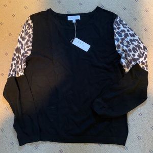 T.S. Society animal print/black sweater SZ S